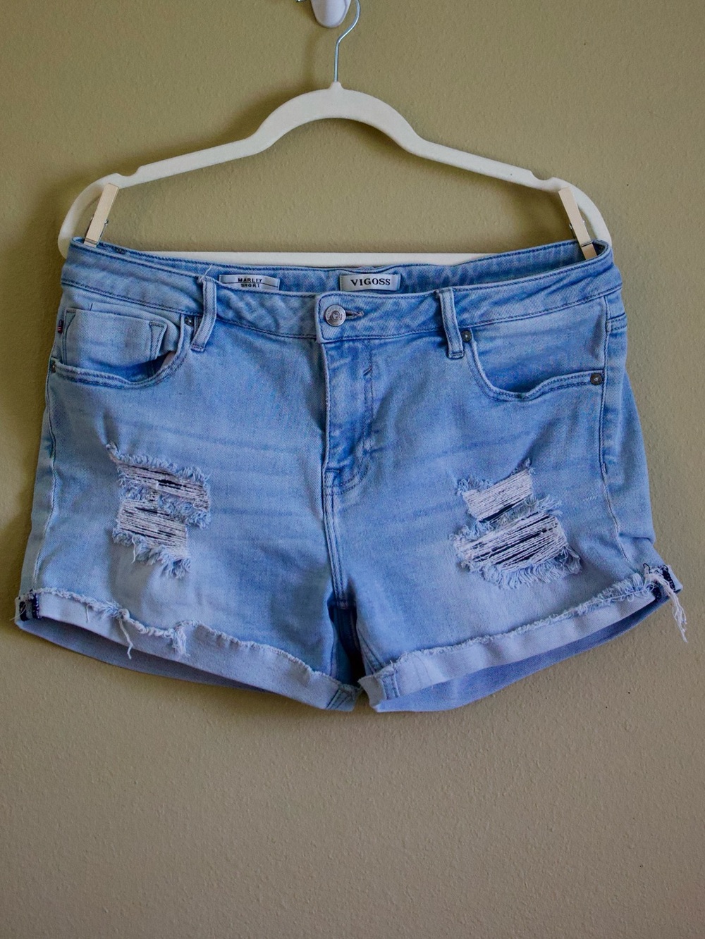 Vigoss Marley Short Women’s Distressed Light Wash Denim Shorts Size 32